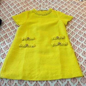 Tuckernuck Bright Yellow Textured A-Line Dress with Braided Trim